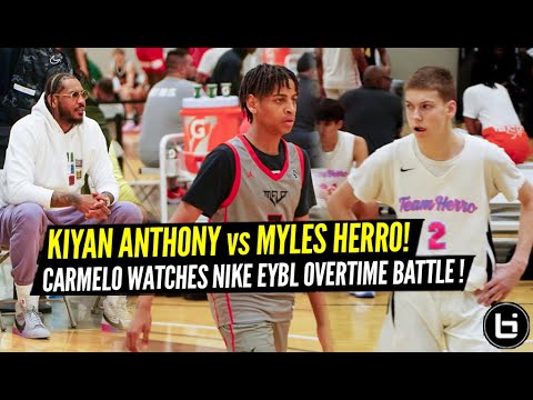 Kiyan Anthony vs Myles Herro at EYBL! Carmelo Anthony watches son vs Tyler Herro's Younger Brother!