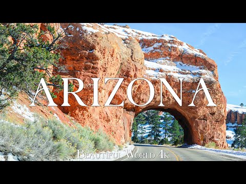 Arizona 4K - Winter Serenity Exploring Snow Dusted Canyons and Peaks - Peaceful Piano Music