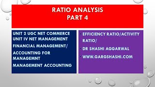 RATIO ANALYSIS PART 4 ( EFFICIENCY RATIO)/UGC NET COMMERCE/UGC NET MANAGEMENT