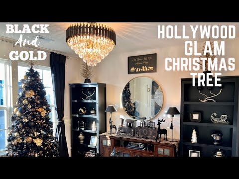 NEW* CHRISTMAS OFFICE TOUR | Black and Gold Hollywood Glam Christmas Tree #decoratewithme