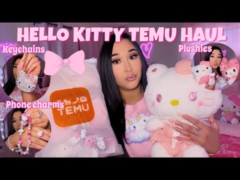 THE CUTEST HELLO KITTY TEMU HAUL | 20+ items | (plushies, keychains, pouches, & accessories)