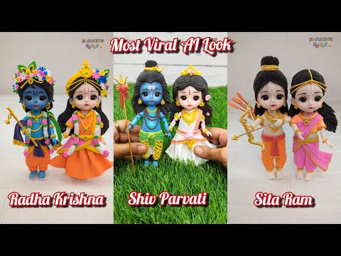 Most Viral AI Look Radha krishna,Sita rama,Shiv Parvati Idols Making🕉️🙏My Latest Clay Art Showcase💕🥰