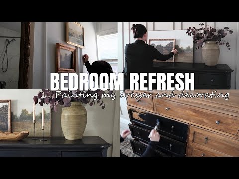 Small bedroom refresh ! Painting my dresser black!