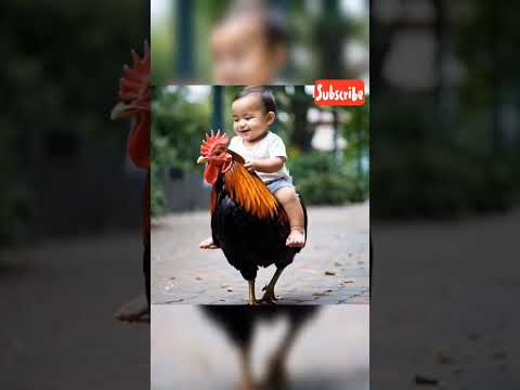 Baby riding#hen#ai#viralvideo #shots#shots #cute