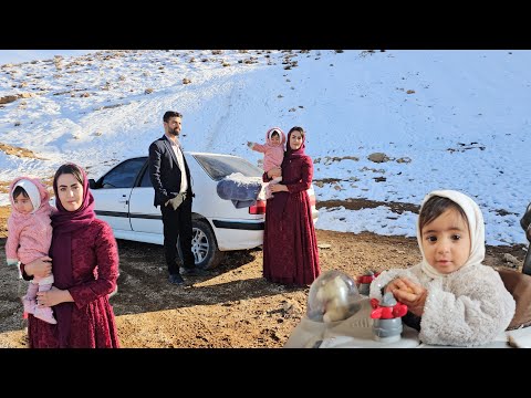 Learning to drive Parisa by Ali 🚗❄️/ Nomadic life documentary