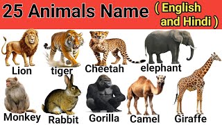 Animals name | animals name in english and Hindi | 25 जंगली जानवरों के नाम | animals name for kids