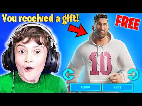 Gifting Little Bro *NEW* Messi Bundle in Fortnite! (FREE)