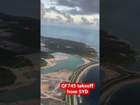 QF745 takeoff from Sydney Runway 16R, climbing over Kurnell, before turning right for Adelaide.