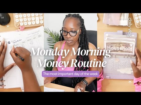 monday money routine | surviving unemployment, bills, cash stuffing, expense tracking, credit cards