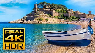 Stunning Mediterranean Beach in 4K HDR 🌅 Tossa de Mar Spain - Relaxing Tv Art Screensaver