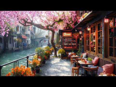 Spring Morning Jazz 🌸 Relaxing Jazz Background Music at Outdoor Cafe Ambience for Work, Study, Focus