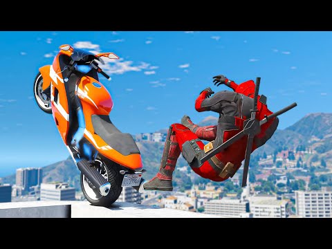 GTA 5 Deadpool Bike Ragdolls Compilation - Deadpool Gameplay (Euphoria Physics Showcase) #3