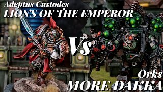 *NEW DETACHMENTS!* Orks Vs Adeptus Custodes. 2k points Warhammer 40k Battle Report.