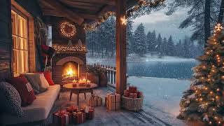 Cozy Porch Jazz Vibes 🎵 Relaxing Winter Music for Focus, Work, or Sleep with Snowfall Ambience