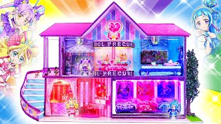 キミとアイドルプリキュア❤️キュアキュンキュン✨️ドールハウスをDIY🌼人形をリメイク変身✨保育園に間に合う！ママと赤ちゃん⭐️100円ショップ材料で手作り工作🍭