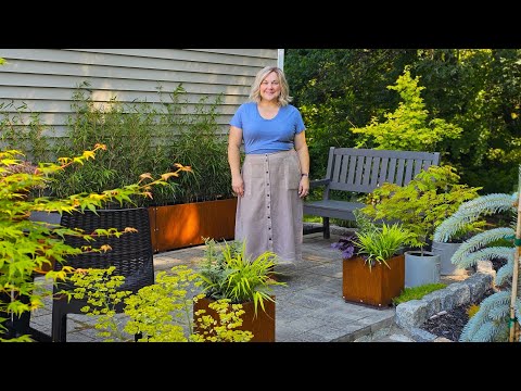 Cozy Patio Makeover. Creating a Garden Room & DIY Solar Fountain. DIY CARTEL Corten Steel Planters.