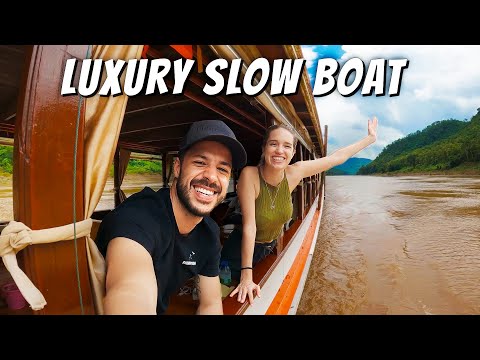 AMAZING LUXURY SLOW BOAT CRUISE down the MEKONG RIVER (Thailand to Luang Prabang, Laos)