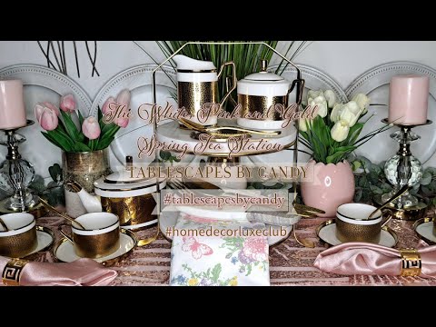 The White, Pink and Gold Tea Station | Romantic Spring Glam Décor | Home Decor Luxe Club