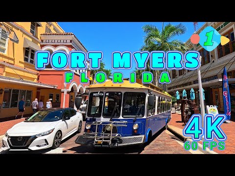 Fort Myers Drive on a Beautiful Day Part 1/2, Florida USA 4K-UHD