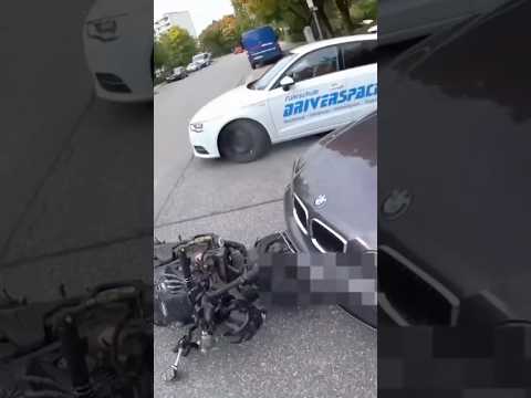 Car Driver Sees Biker Then Drives Straight Into Him | ​⁠@AhoiBrauser #motorcycle #crash #baddriver