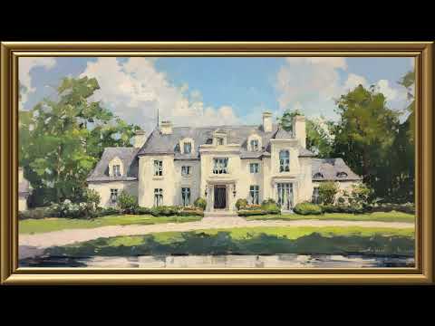 Vintage Mansion View Painting | Gold Frame TV Art | Art Screensaver for TV 2 Hrs