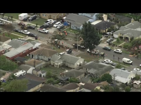 Crews clear downed tree after tornado in Southern California