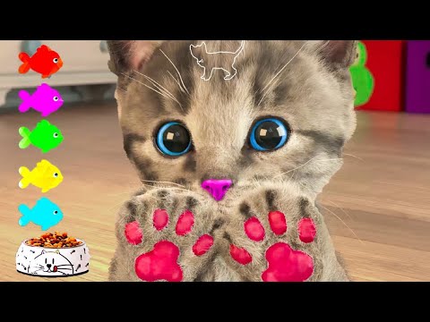 EDUCATIONAL LITTLE KITTEN ADVENTURE AND FIRST DAY OF SCHOOL - LEARN COLORS OR ANIMALS CUTE CARTOON