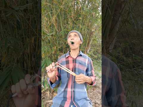 Hiding Under Bamboo to Mimic Birds #entertainment #birdsounds #shorts #camping #survival