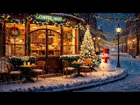 White Snow & Smooth Jazz Piano at Winter Coffee Shop Ambience ~ Background Music for Study, Sleep