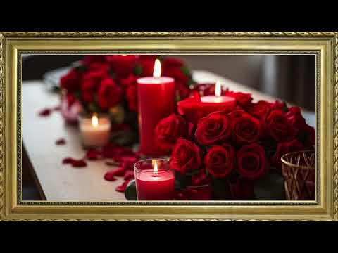 RED ROSES VALENTINES FREE TV ART WALLPAPER FRAMED SAMSUNG TV ART SCREENSAVER BACKGROUND VINTAGE 3HRS