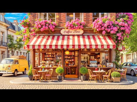 Sweet Spring Day Jazz at Outdoor Coffee Shop Ambience 🌸 Cheerful Bossa Nova Music for Upbeat Moods