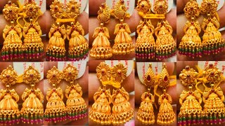 latest gold jhumka designs 2024| Temple jhumka designs with price | gold earrings jhumka designs|