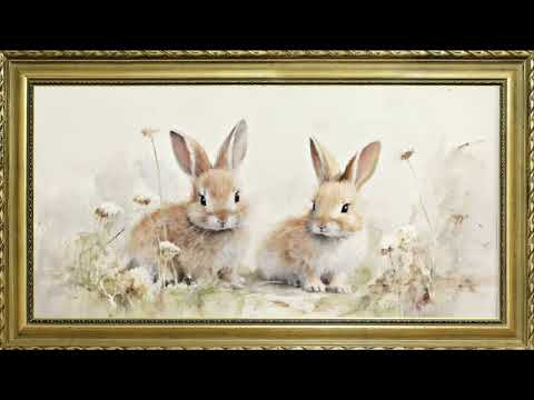 EASTER BUNNIES FREE TV ART SPRING WALLPAPER SCREENSAVER BACKGROUND VINTAGE FRAMED SAMSUNG TV ART 3HR