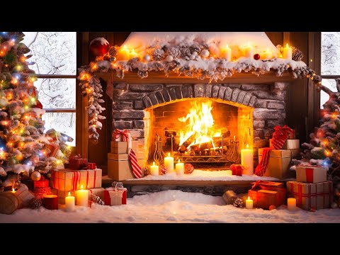 Winter Ambience Christmas Music ❄️ Relaxing Christmas Piano Music 🔥 Christmas Fireplace Background