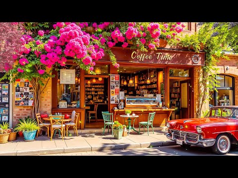 Morning Jazz at Outdoor Spring Coffee Shop Ambience - Upbeat Bossa Nova Jazz Music for Study, Work