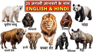 25 Wild Animals🐪🐯🐘 Name In 2 Minutes🕑 | 25 जंगली जानवरों के नाम | 25 Wild Animals In English & Hindi