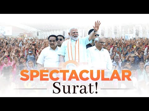 A sea of supporters greets PM Modi in Surat, Gujarat