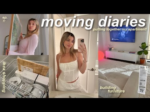 MOVING VLOG ˚ ♡ ⋆｡˚ cleaning & organizing, building furniture, apartment shopping & home vlog