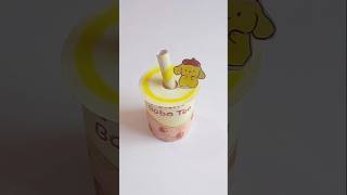 Sanrio DIY ✨ diy purin boba tea 💛 papercraft idea ✨#diy #craft #sanrio #boba #pompompurin #shorts