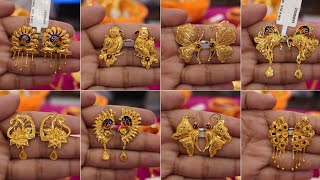 Latest light weight gold earrings tops designs with price//gold earrings tops designs for daily use/