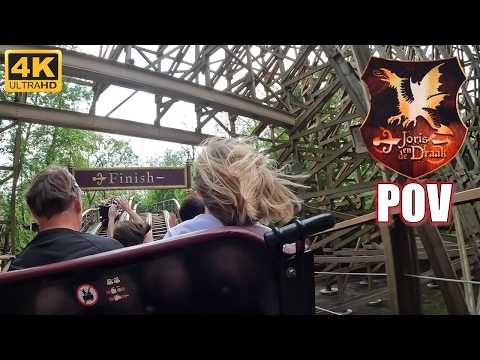 Joris en de Draak POV (Fire/Vuur, 4K 60FPS, 2024), Efteling GCI Racing Wood Coaster | Non-Copyright