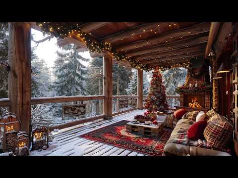 Cozy Winter Porch Jazz ❄️ Relaxing Music with Snowfall Ambience for Study, Work, and Relaxation