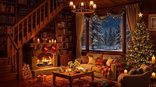 Cozy Cabin Ambience with Jazz Relaxing Music and Crackling Fireplace for a Chilly Winter Night