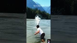 sturgeon jumping infront of fisherman #shorts #fishing #virrals #yearofyou