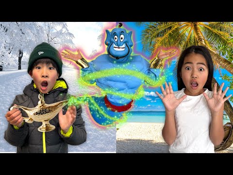 【寸劇】魔法のランプで雪国から常夏の島にワープ！？バリ島を探検しよう！　Trip to Bali　かえであーたん