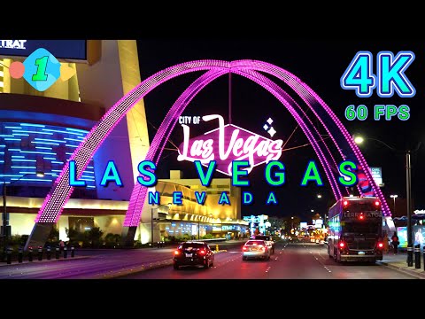 Late Night Drive in Las Vegas Part 1/4, Nevada USA 4K - UHD