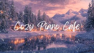 Winter Mountain Sunset & Snowy Lake | Relaxing Snowfall Sounds & Soothing Instrumental Music