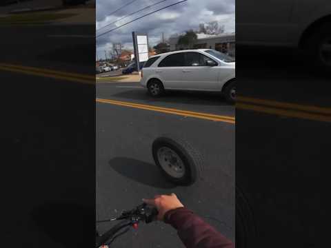 Rider Tries To Stop Loose Tire From Causing Crash | @dillegal on IG #motorcycle #crash #fyp