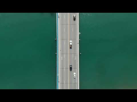 long Relaxing Screensaver of bridge traffic top view video loop no sound no music