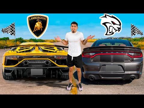 I Raced My LAMBORGHINI SVJ And Dodge HELLCAT REDEYE Jailbreak!